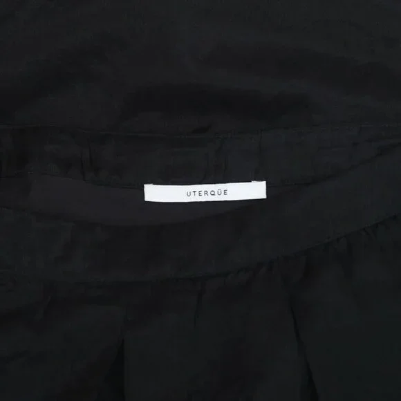 Uterque Organza Embellished Black Midi Skirt High Waisted Flared XS New 264609